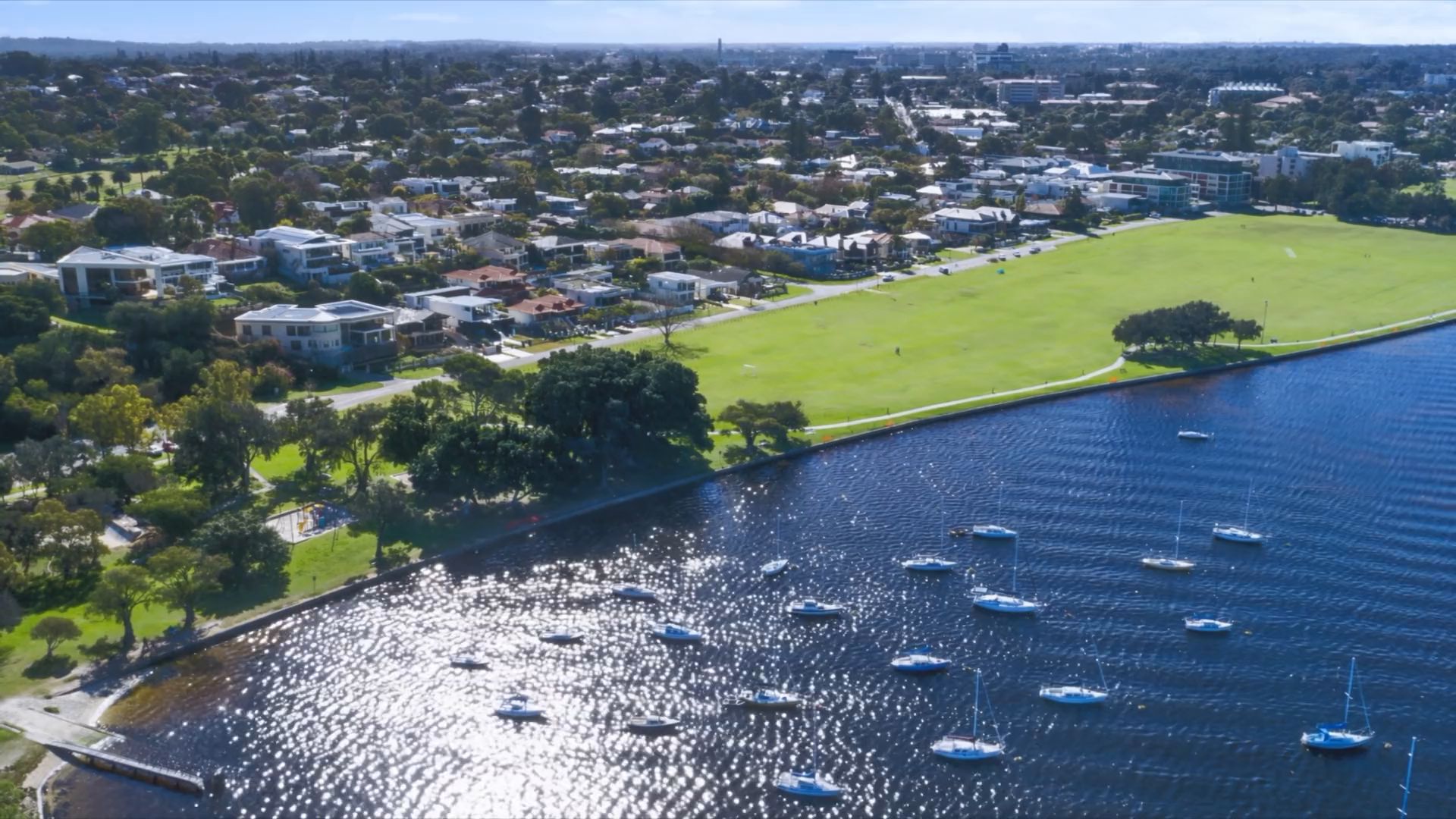 The Swan River foreshore at Nedlands, from the air